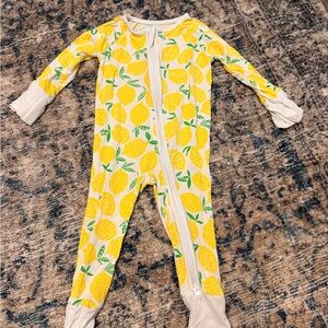 Little Sleepies Yellow Lemon Print Kids Footed One-Piece
